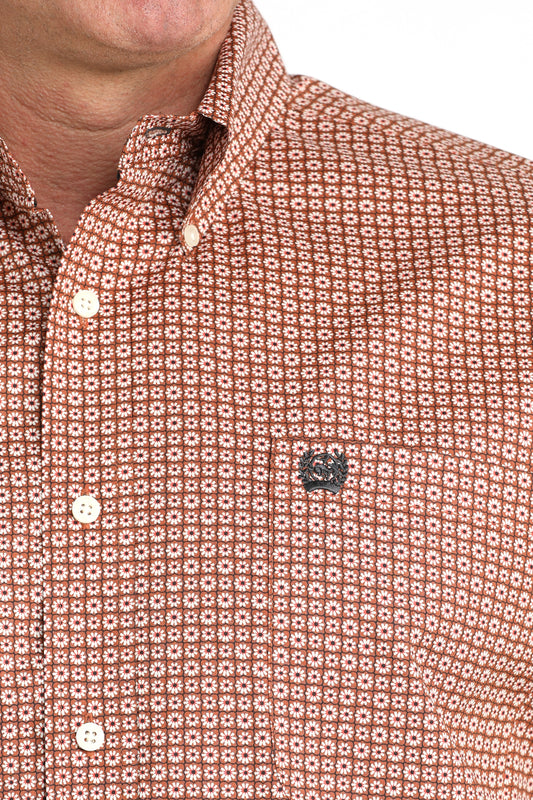 Mens Cinch Brown Print L/S Shirt