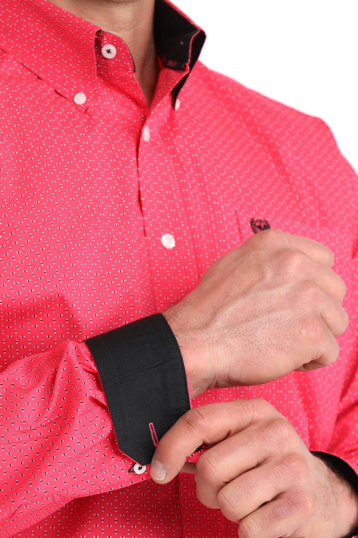 Men's Cinch L/S Pink Print Shirt