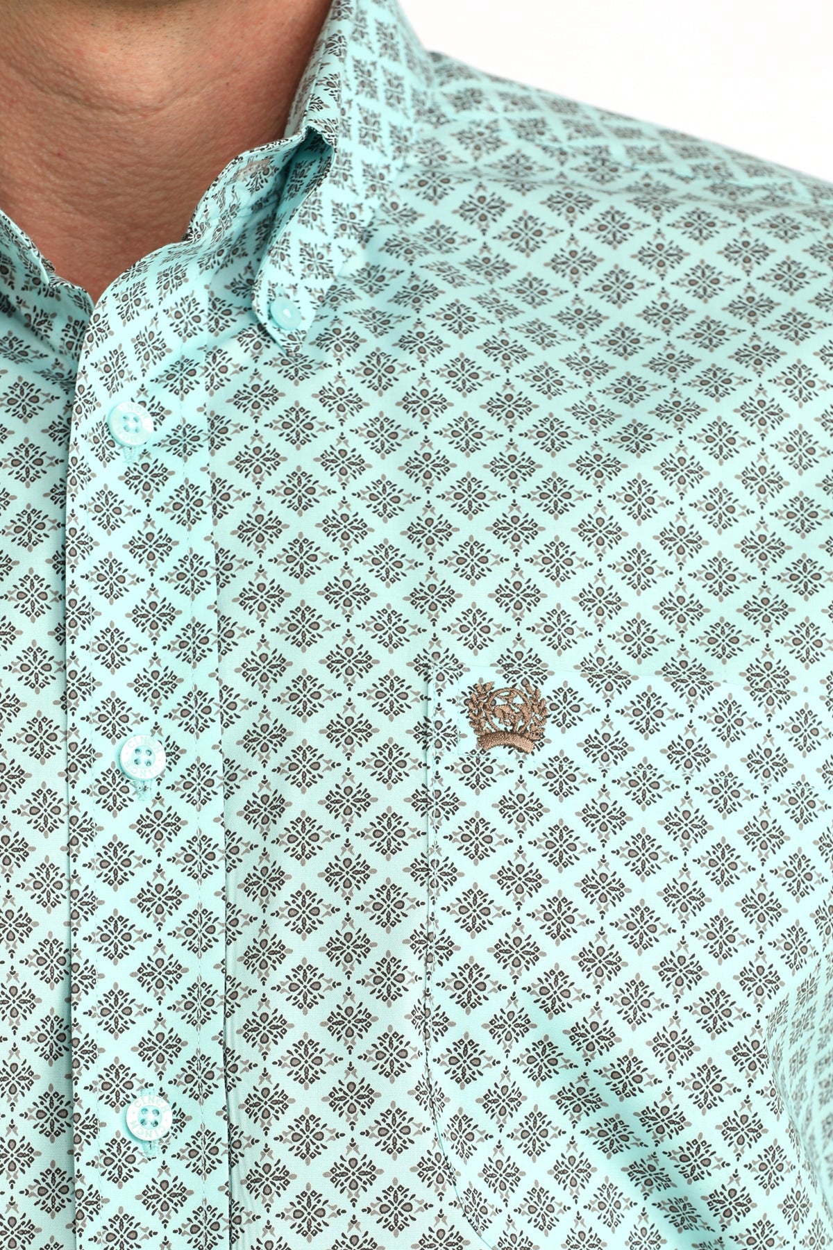Men's Cinch Teal Print L/S Shirt