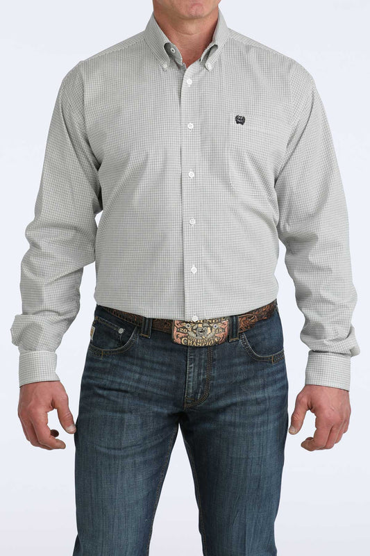 Men's Cinch White Plaid L/S Shirt