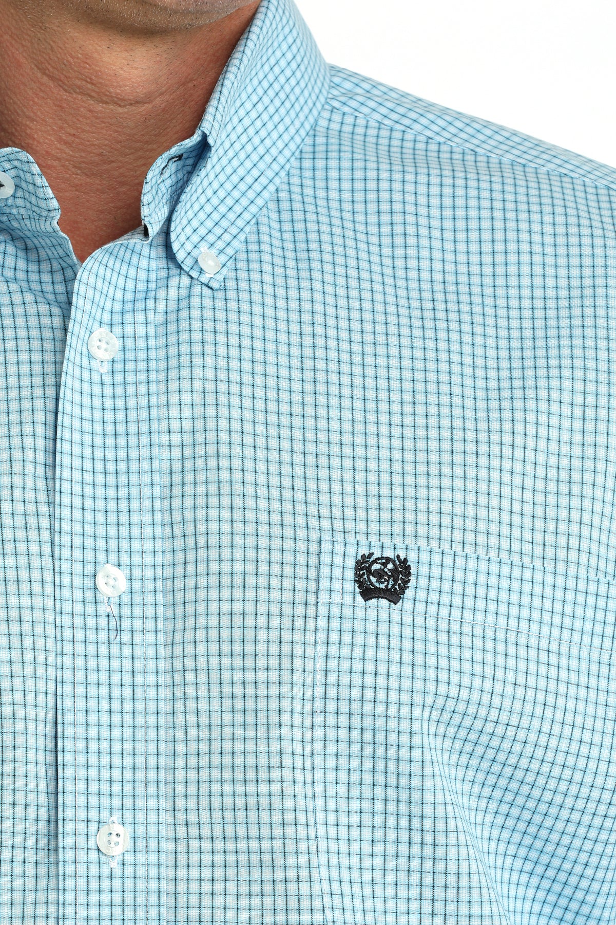 Mens Cinch Light Blue Small Plaid L/S Shirt