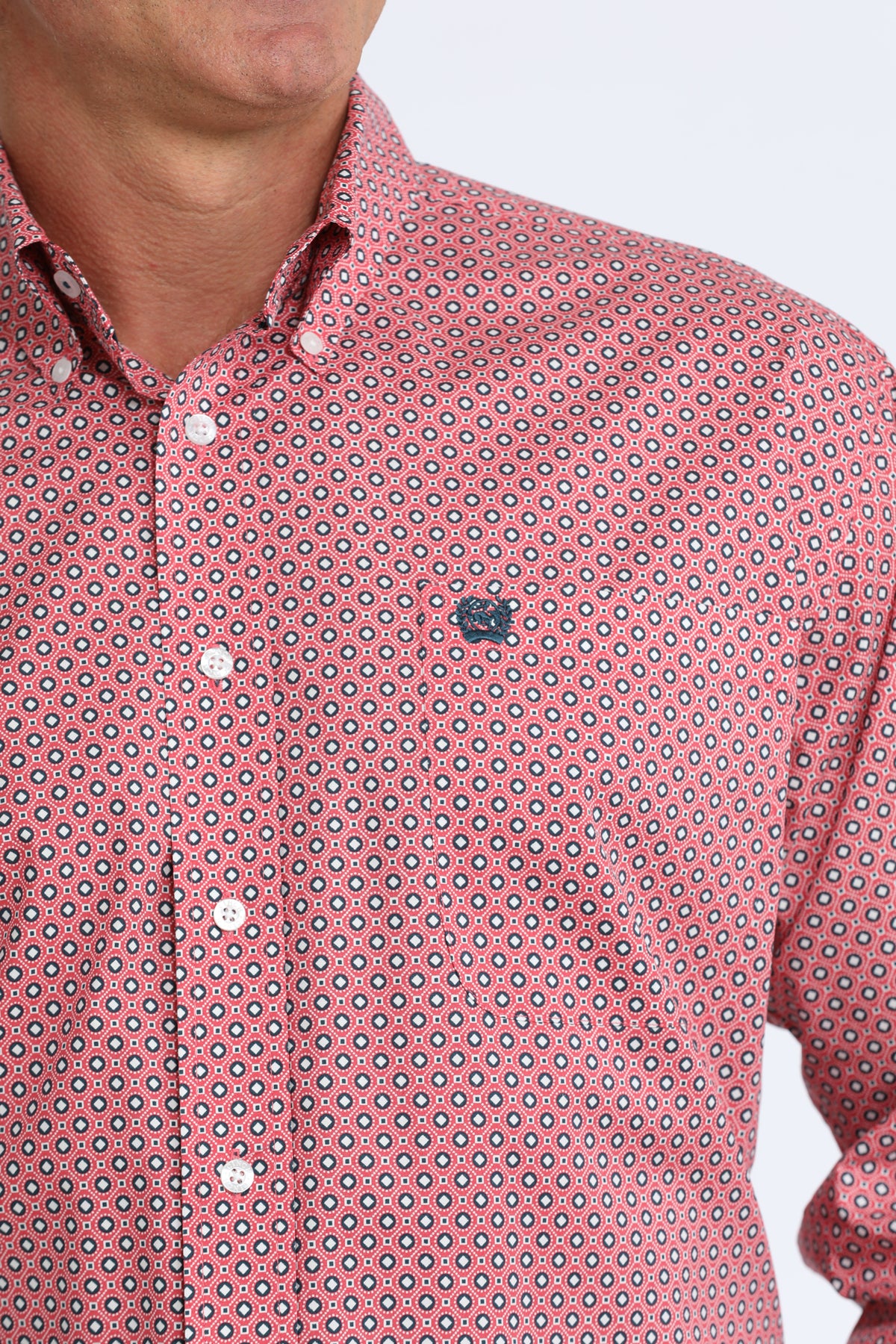Cinch Mens Pink Print L/S Shirt