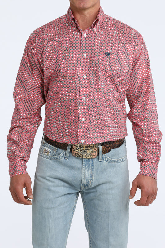Cinch Mens Pink Print L/S Shirt
