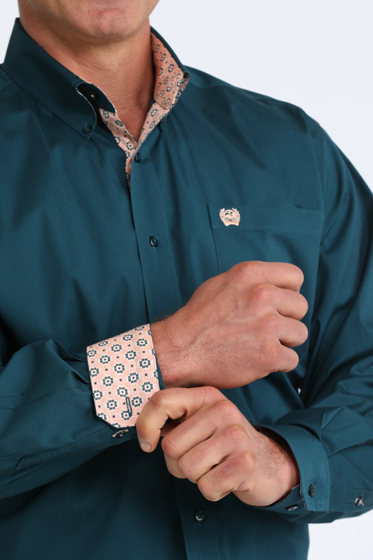 Cinch Mens Solid Teal L/S Shirt