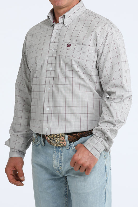 Cinch Mens Gray Plaid L/S Shirt