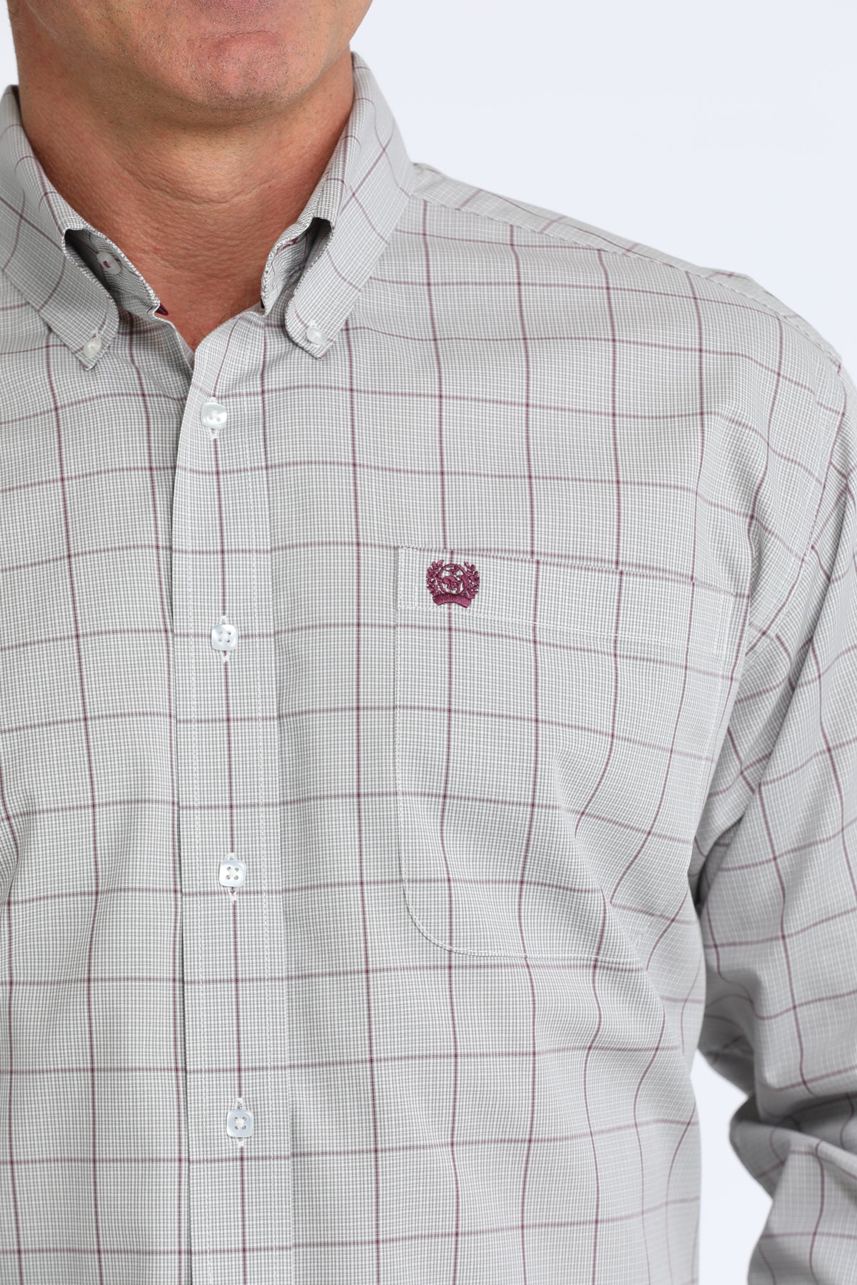 Cinch Mens Gray Plaid L/S Shirt