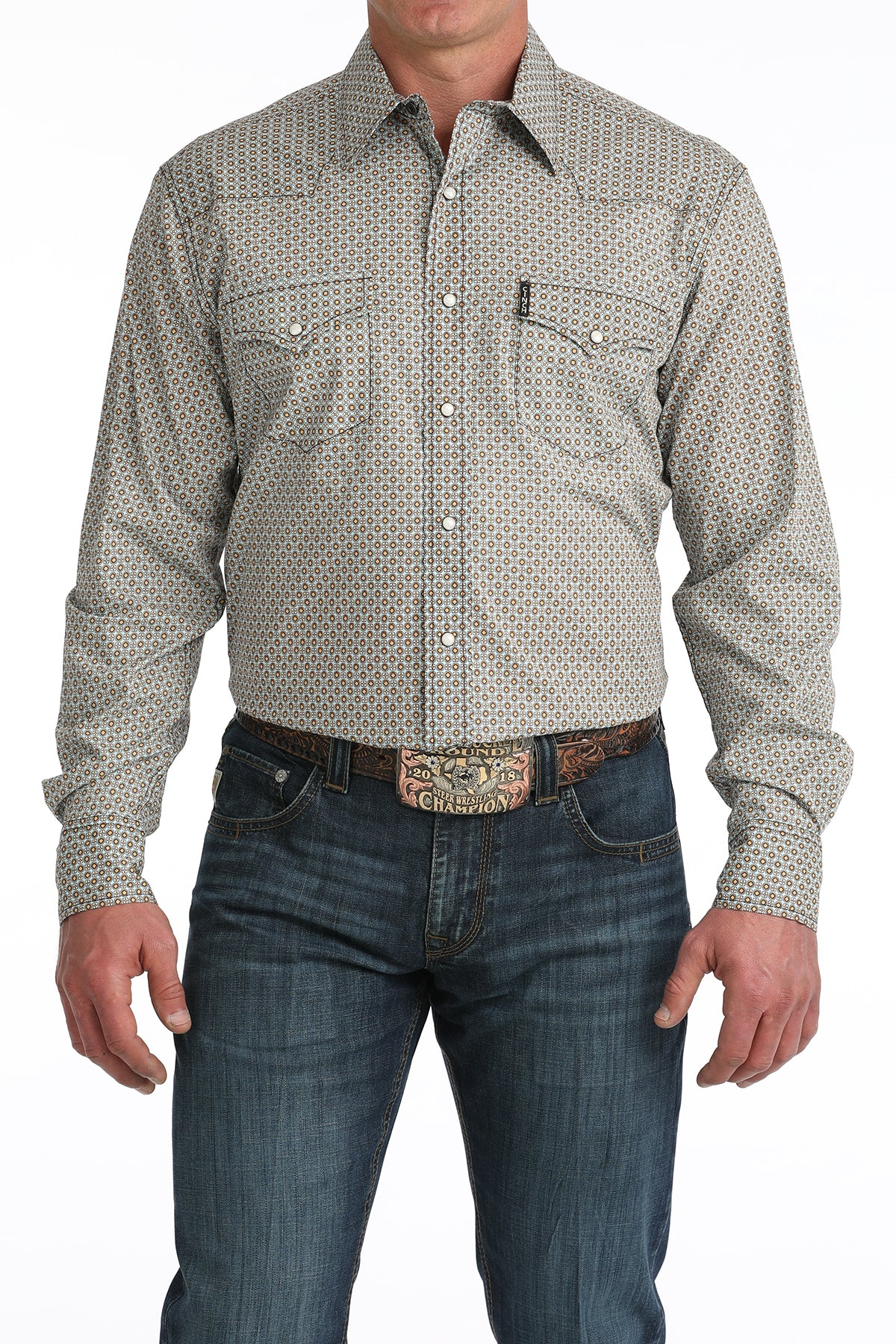 Men's Cinch Modern Fit Blue Print L/S