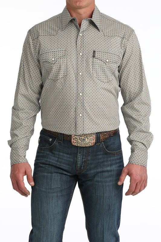 Men's Cinch Modern Fit Blue Print L/S