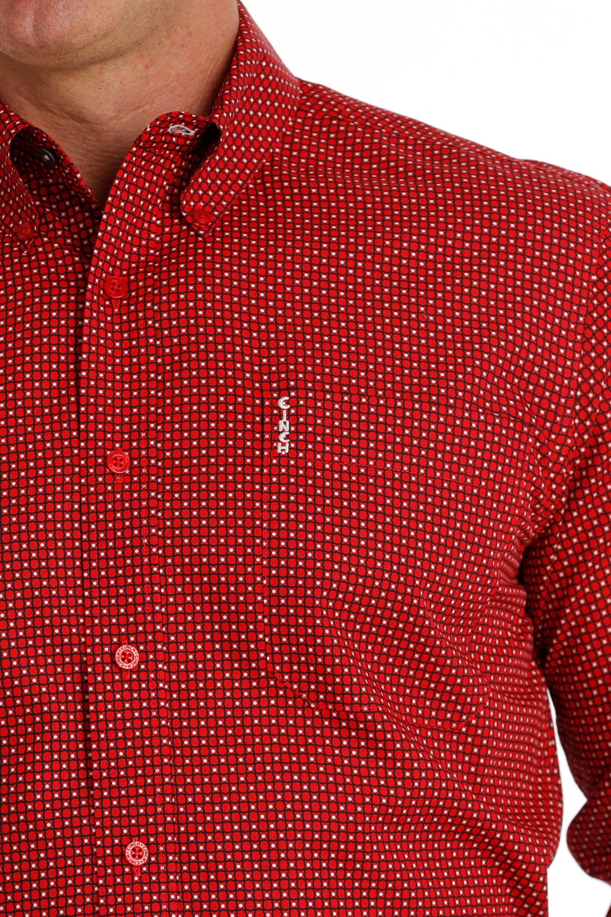 Mens Cinch Modern Red Print L/S Shirt