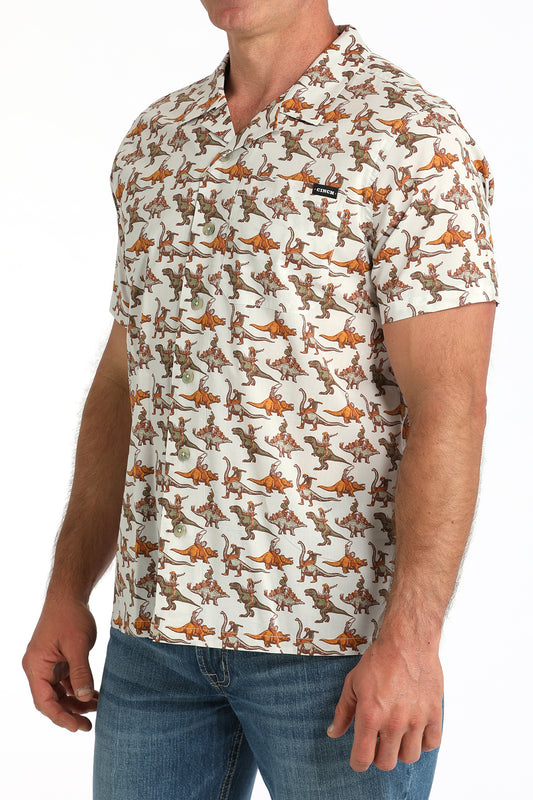 Cinch Mens S/S Dino Cowboy Camp Shirt