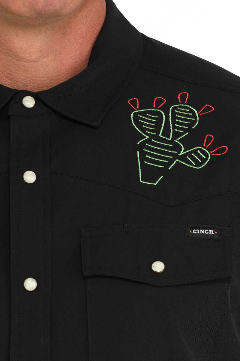 Cinch Men's Black Cactus Camp Shirt