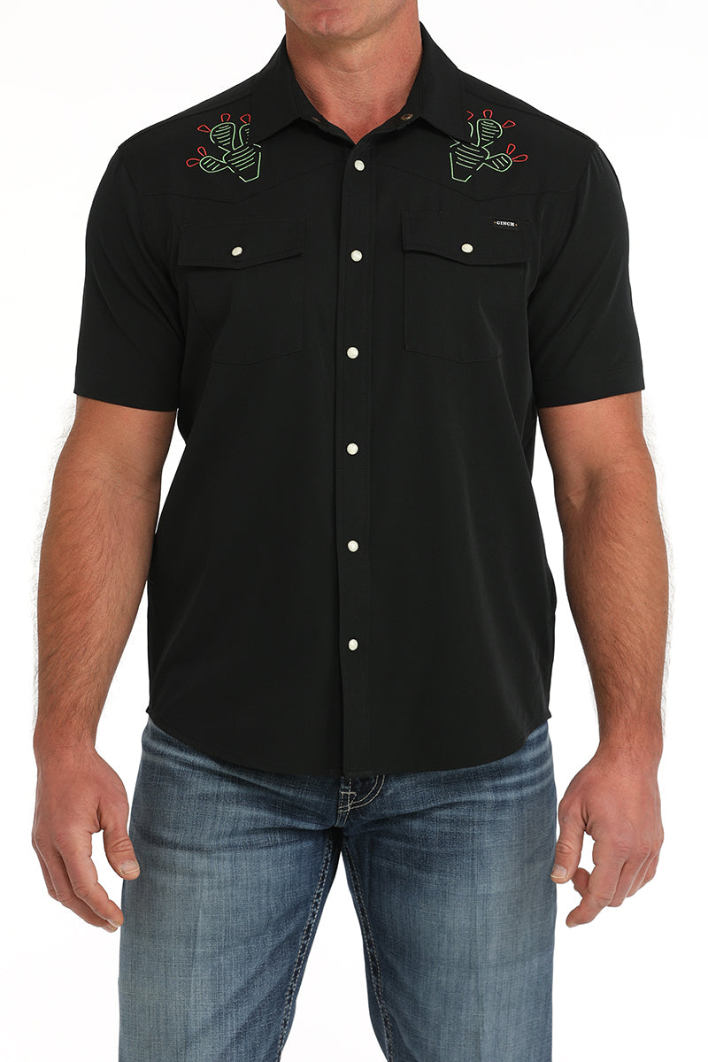 Cinch Men's Black Cactus Camp Shirt