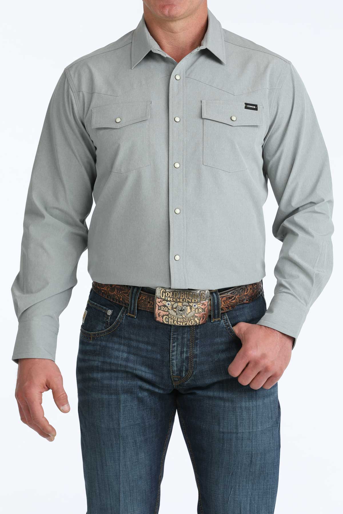 Men's Cinch Gray Camp L/S Shirt