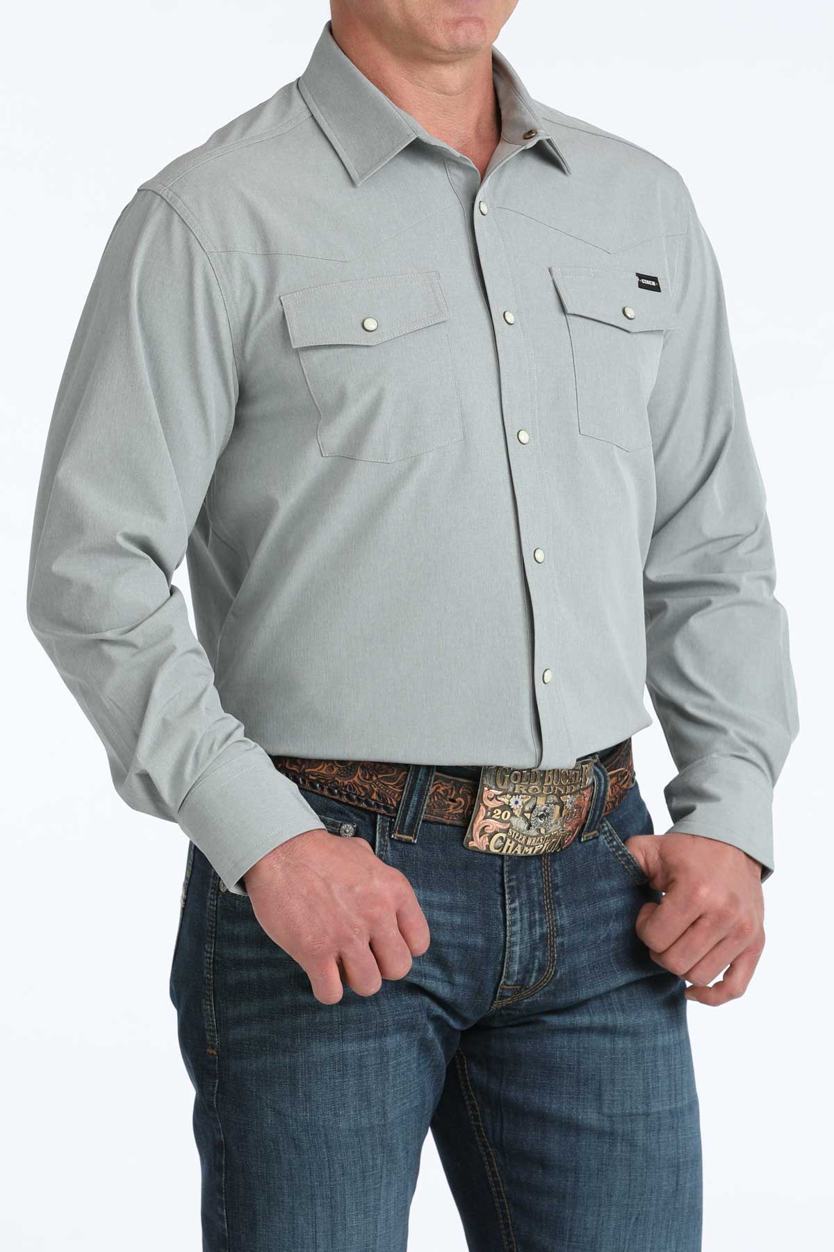 Men's Cinch Gray Camp L/S Shirt