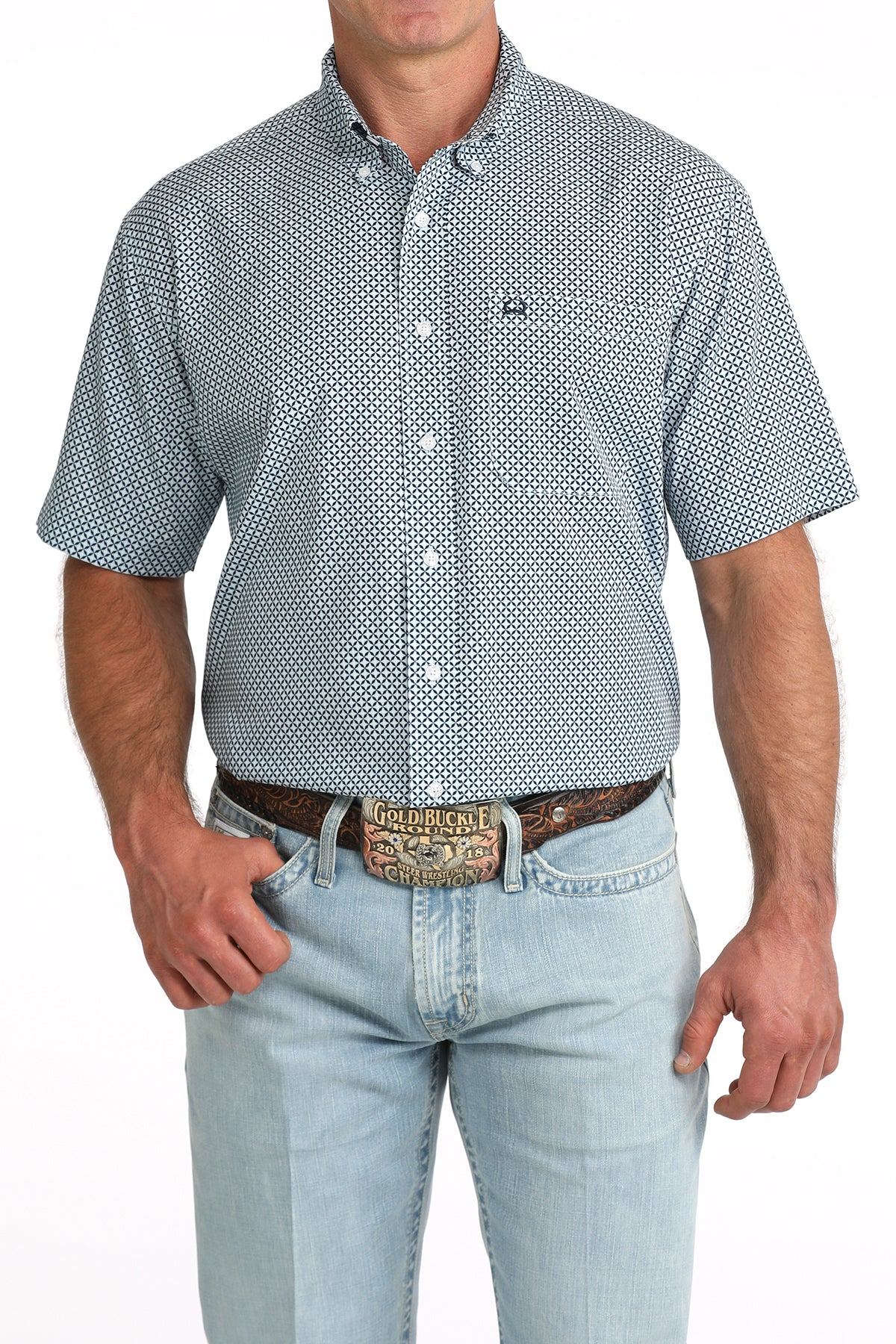 Cinch Mens Arenaflex s/S Light Blue Shirt
