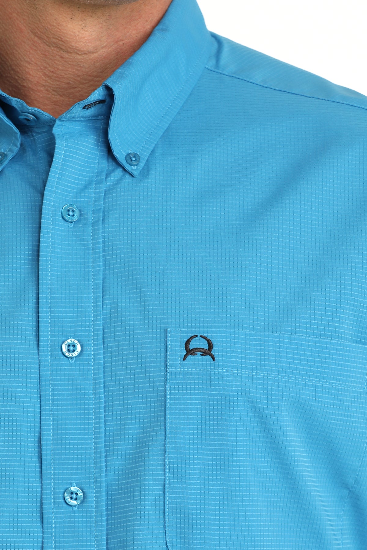 Mens Cinch Arenaflex Solid Blue S/S