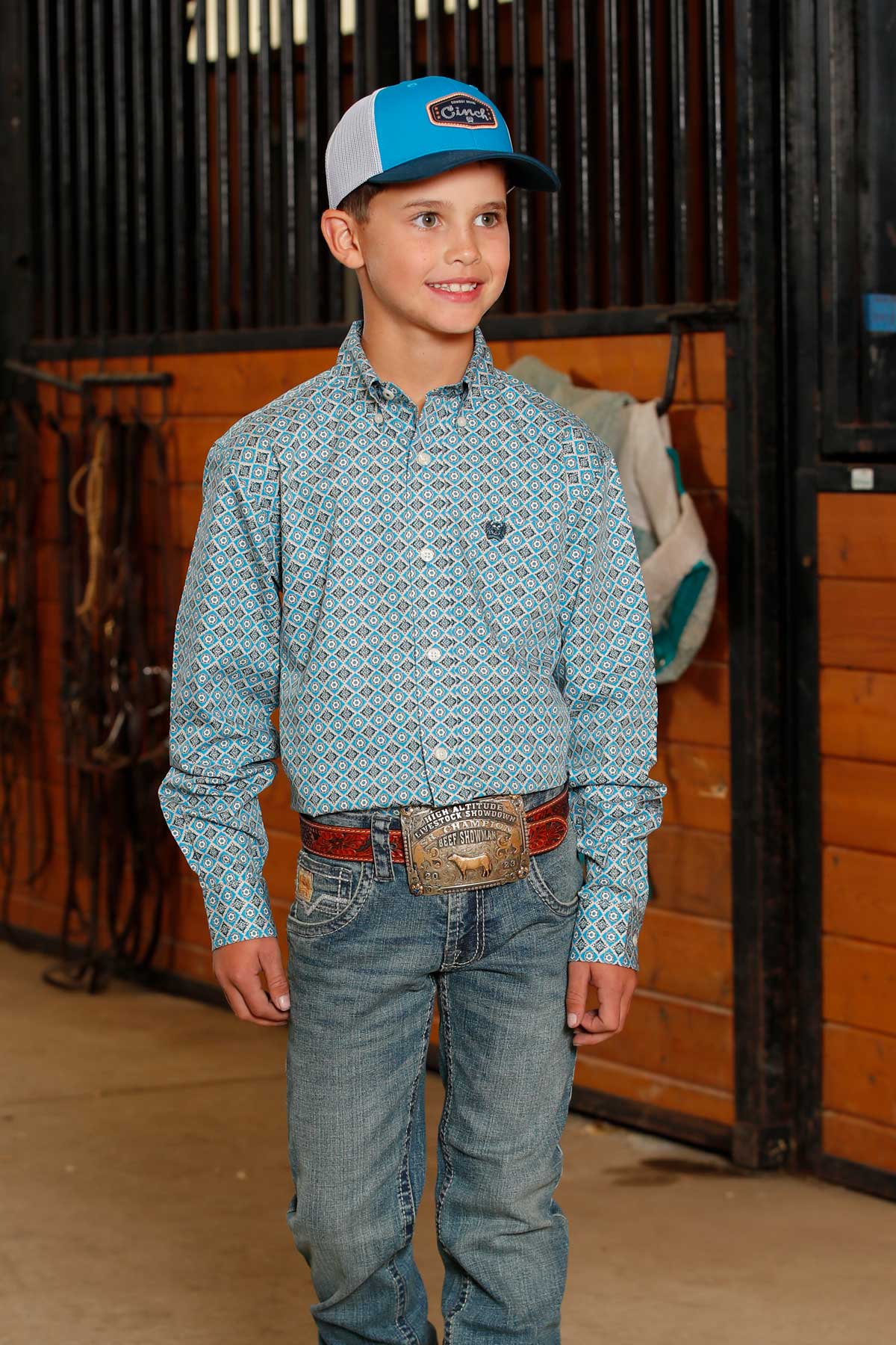 Cinch Boys Blue Print L/S Shirt