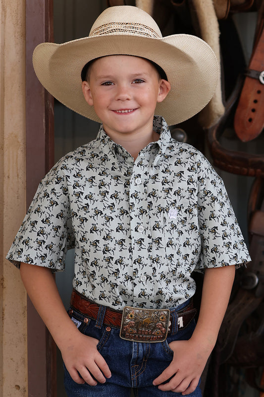 Boy's Cinch Bucking Horse S/S Shirt