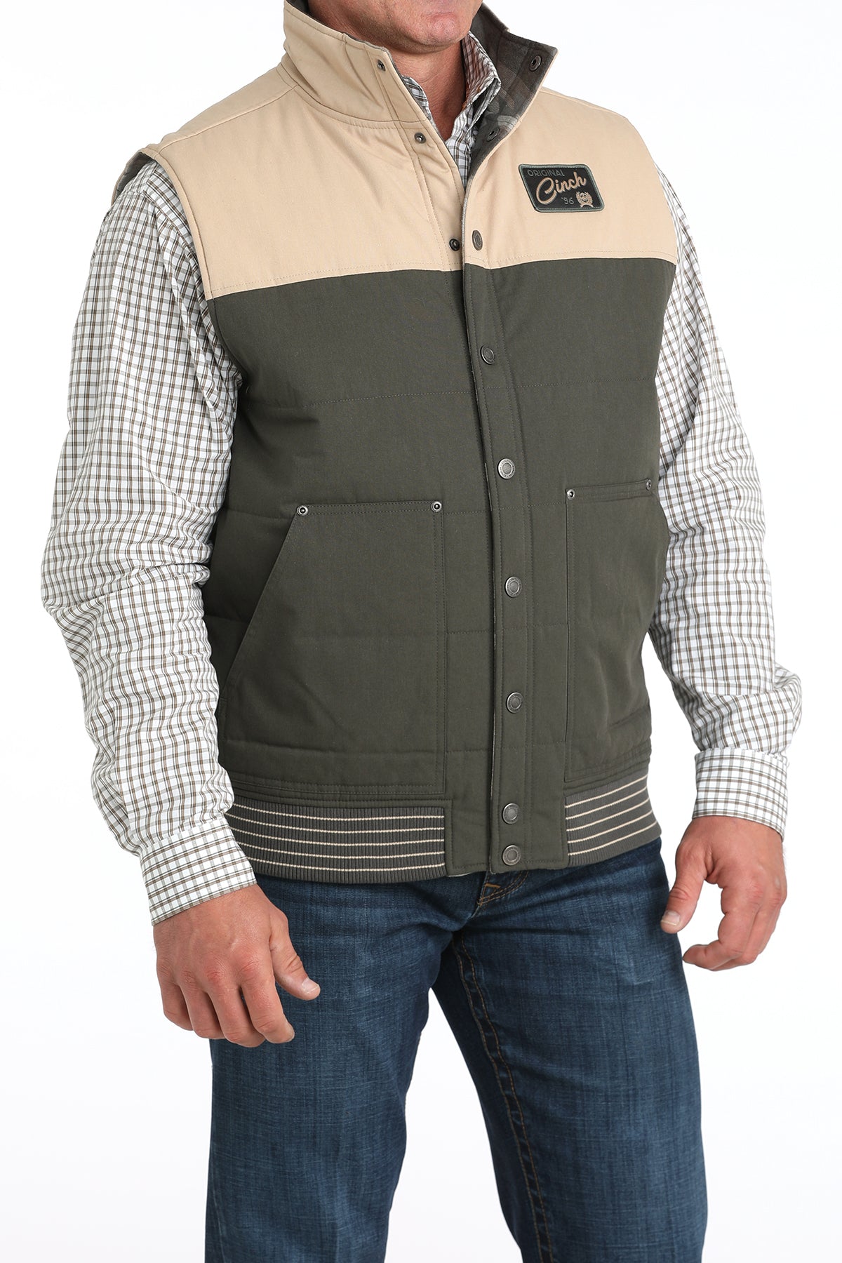 Cinch Men's Olive Quilted Reversible Vest