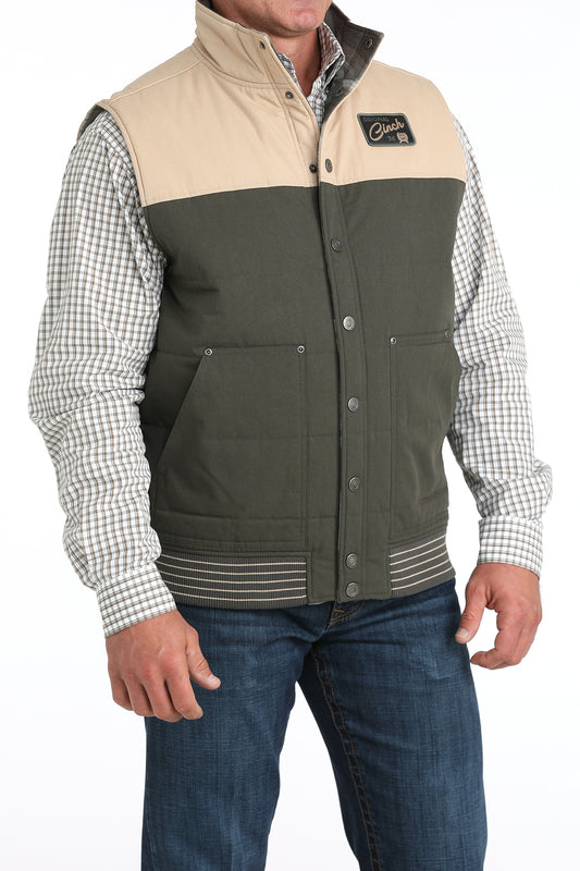 Cinch Men's Olive Quilted Reversible Vest