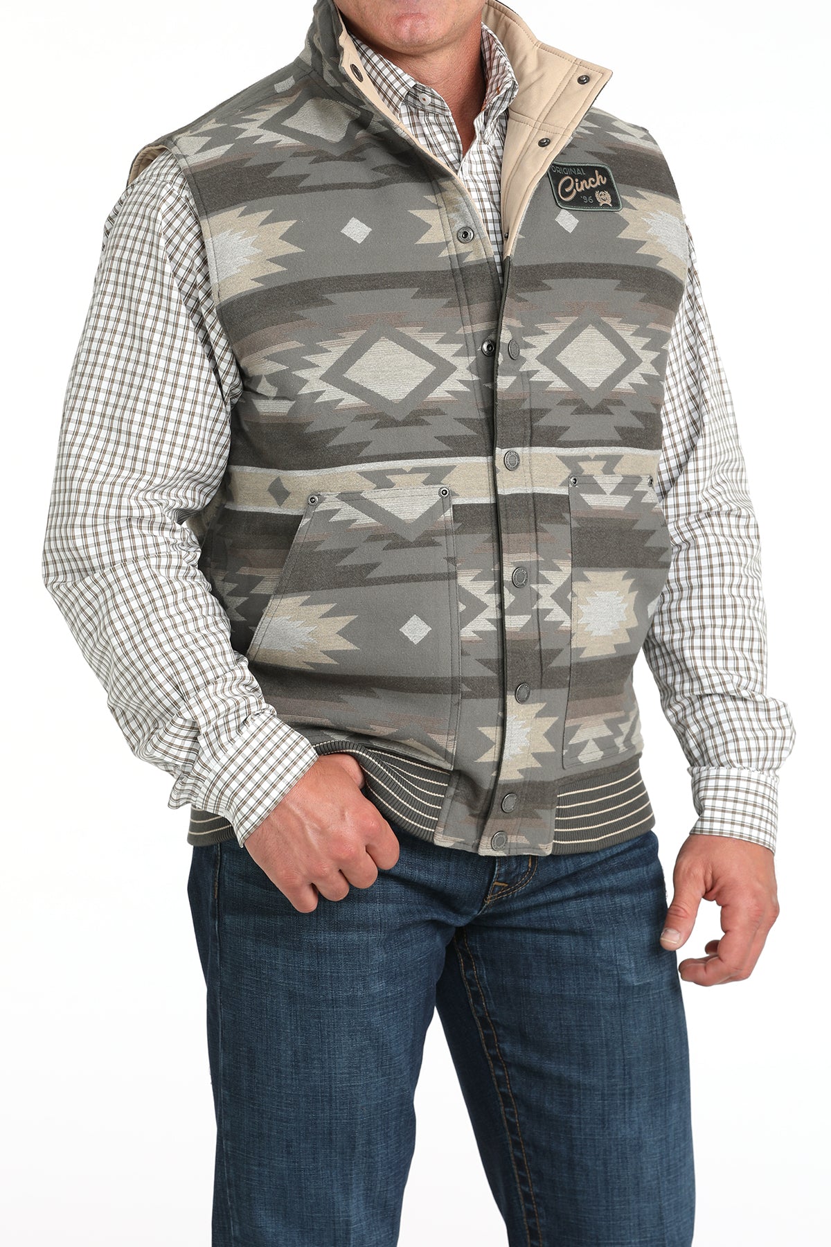 Cinch Men's Olive Quilted Reversible Vest