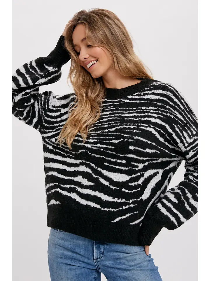 Mock Neck Zebra Pullover