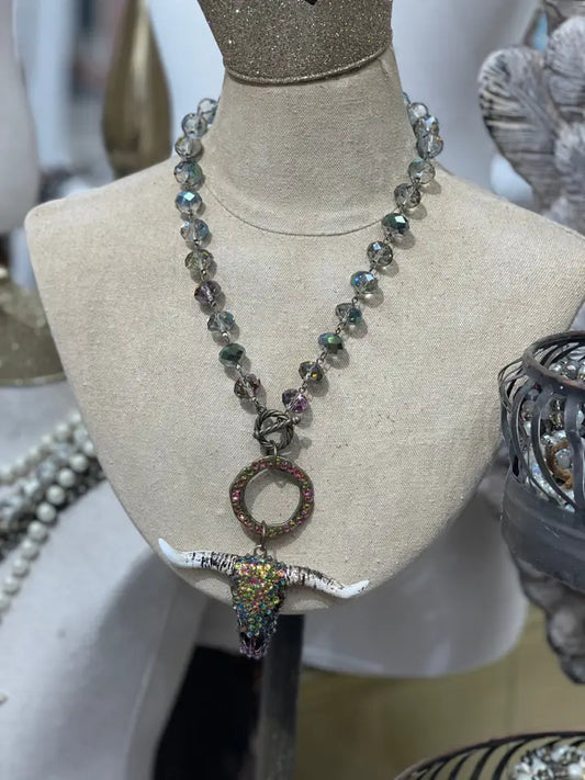 Multi-Mix Necklace w/ Volcano Crystal Cowskull