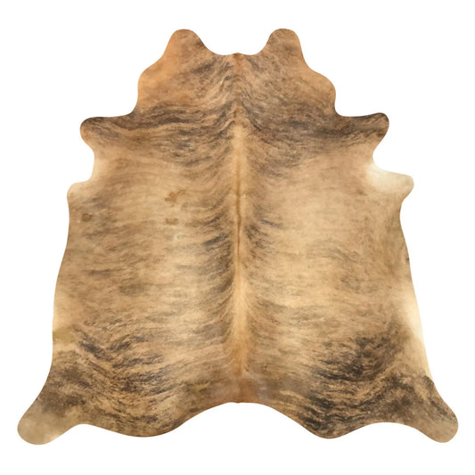 Natural Brazilian Cowhide 7' 0" x 6' 10" Carmel & Espresso