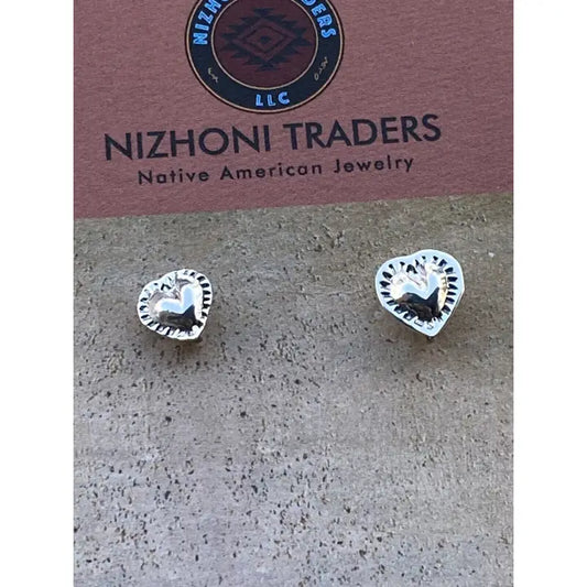 Navajo Sterling Silver Handmade Heart Shape Post Earring Adaptors