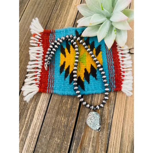 Navajo Sterling Silver & Turquoise Beaded Necklace
