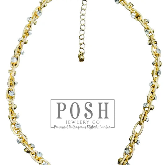 Gold Chain and Rhinestone Necklace