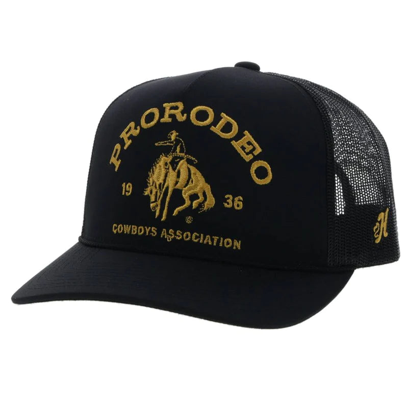 PRORODEO BLACK HAT W/GOLD LOGO