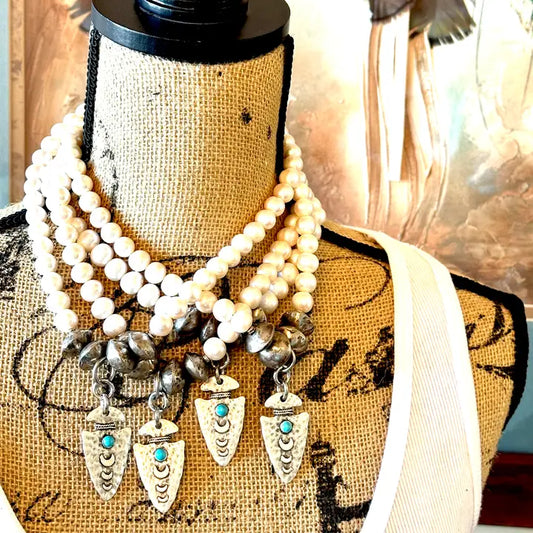Pearl Choker; Western Style Jewelry, Arrowhead