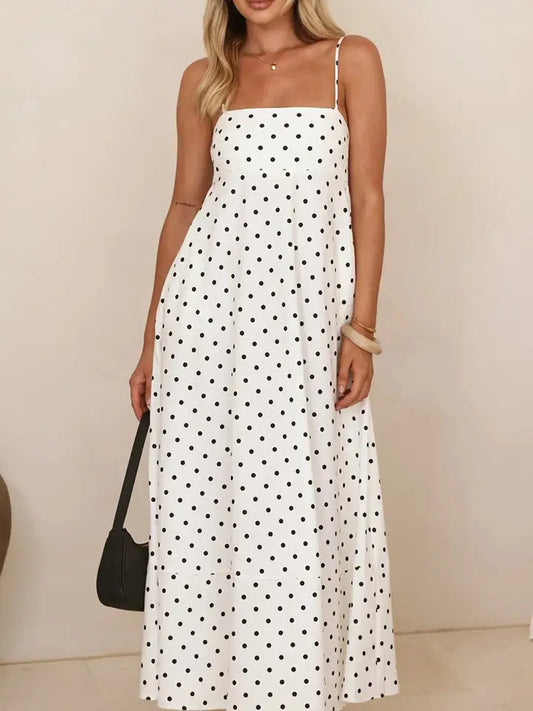 Polka Dot Strappy Maxi Dress