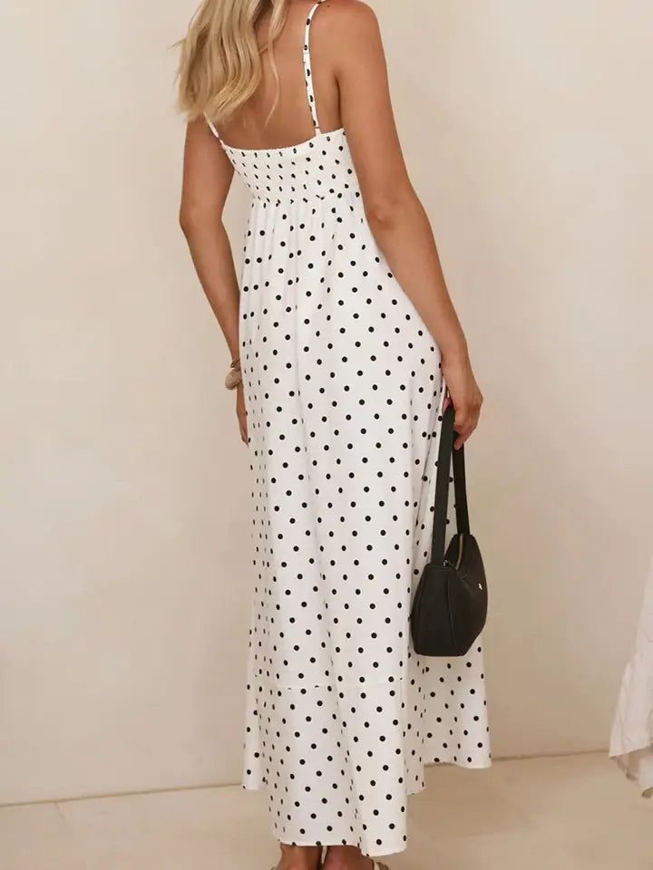 Polka Dot Strappy Maxi Dress