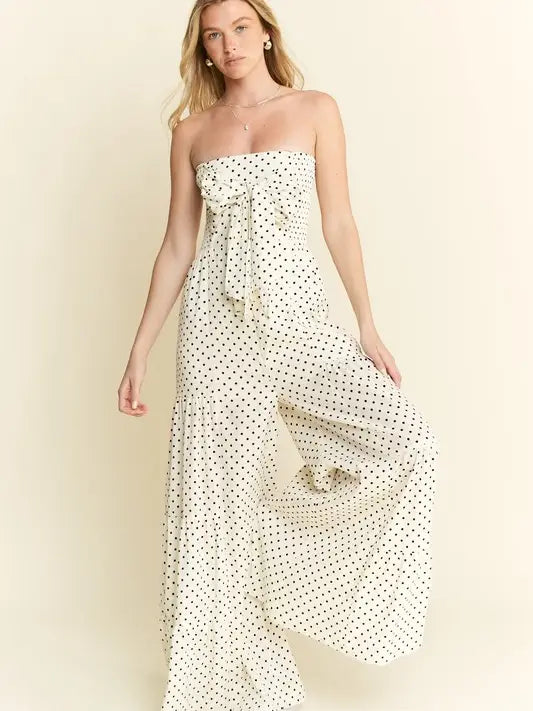 Polkadot Tie Front Jumpsuit