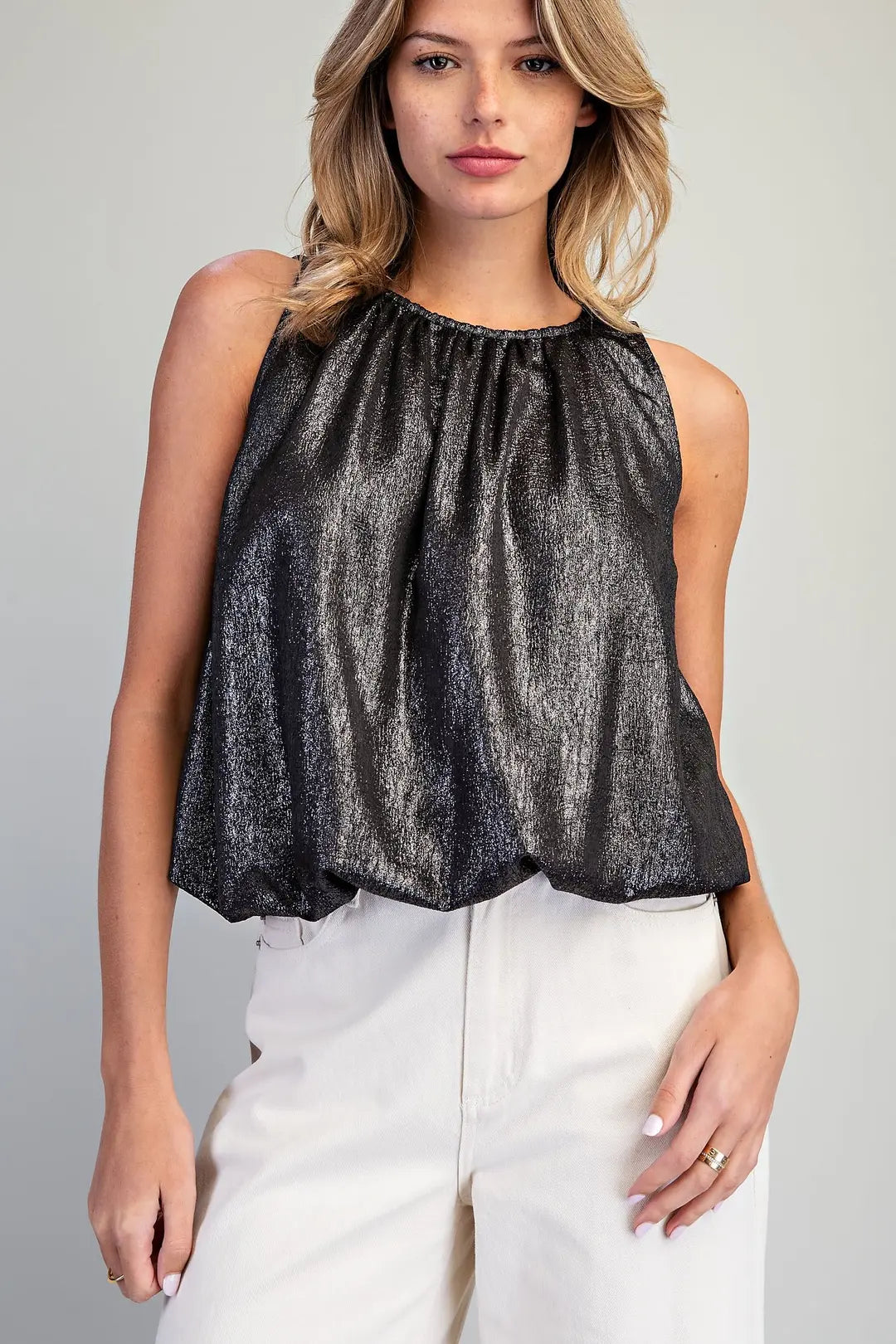 Gathered Shimmer Bubble Top