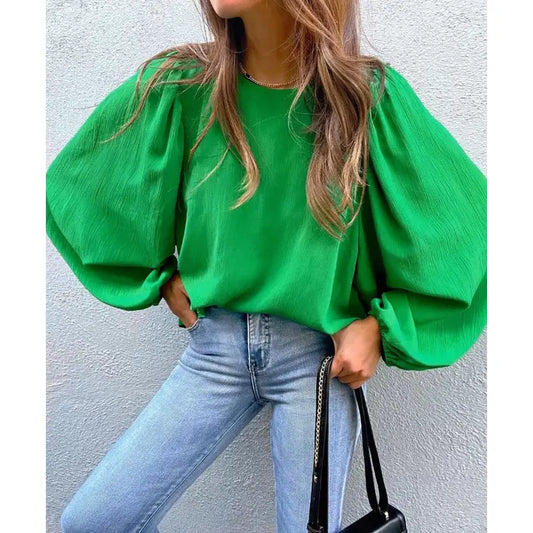 Green Puff Sleeve Top
