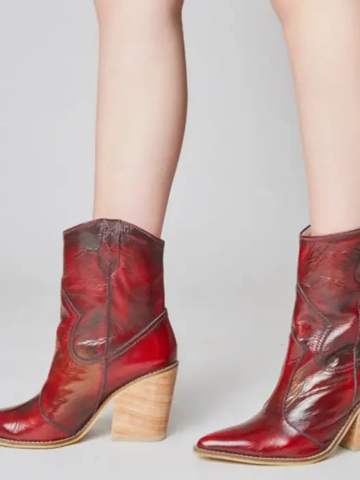 Western Cowboy Boots in Red Brushoff Leather
