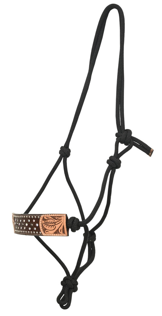 Rope Halter with Brown Gator Print,  Crystal,  Flower Spots