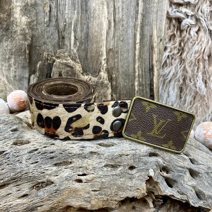 Rowdy ranch Upcycled Belt Gold leopard