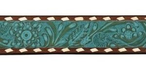 Turquoise Dog Collar Floral Carved