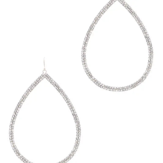Rhinestone Teardrop Hook Earring