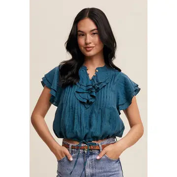 Ruffle Button-Up Blouse