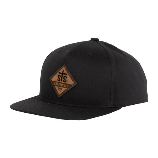 STS LASERED DIAMOND LEATHER PATCH HAT - BLACK