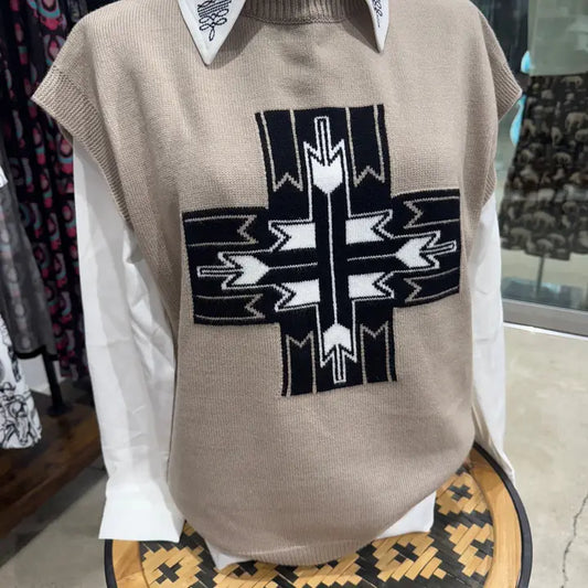 Santa Fe Cross Western Sweater Vest Top