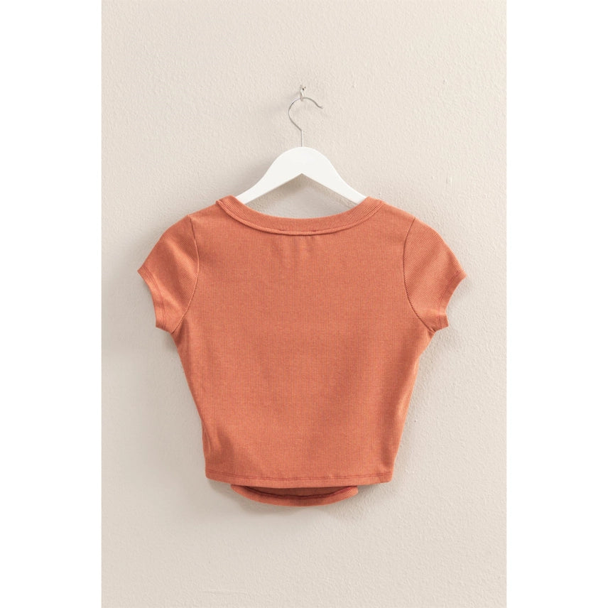 Short Sleeve Mineral Wash Fitted Tee Brick