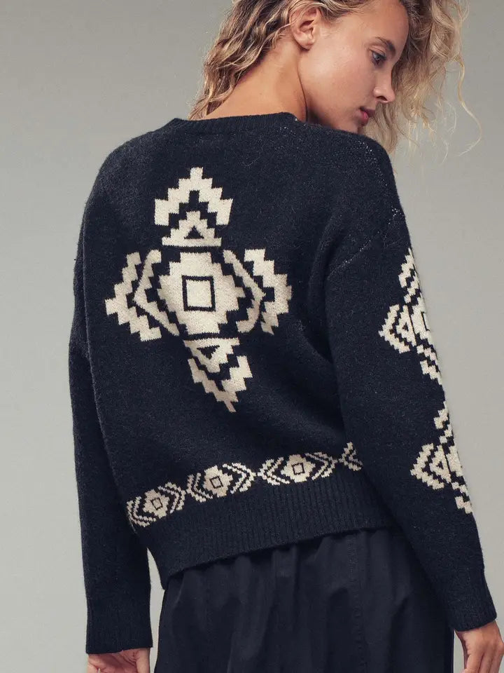 Southwestern Geometric Jacquard Sweater