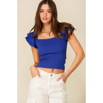 Spring Ruffle Tiered Sweater Top
