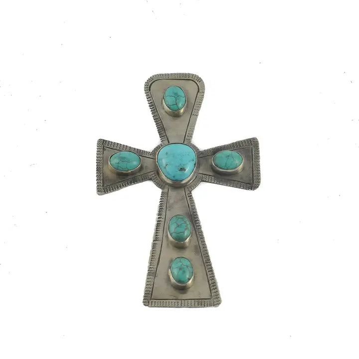 Stamped Large Cross w/ Turq.